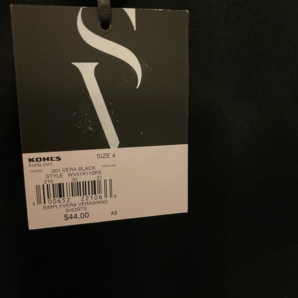 NWT Women’s Simply Vera‎ Vera Wang size 4  shorts Rich Black zipper front - Picture 8 of 13